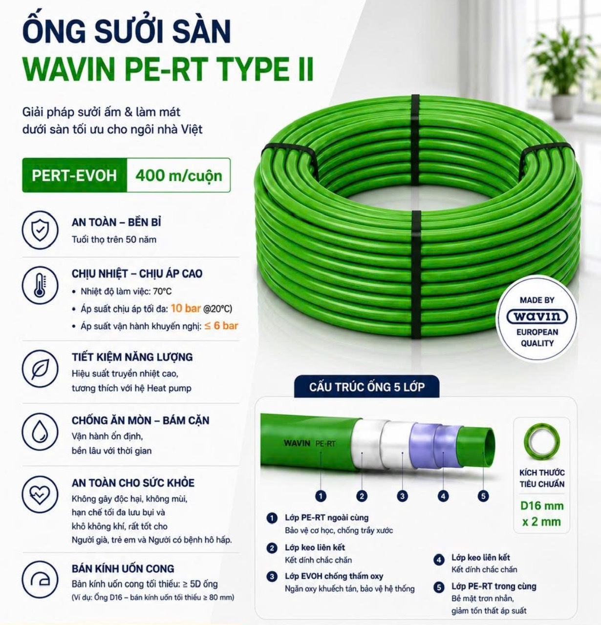 Ống sưởi sàn PE-RT Type II – EVOH WAVIN